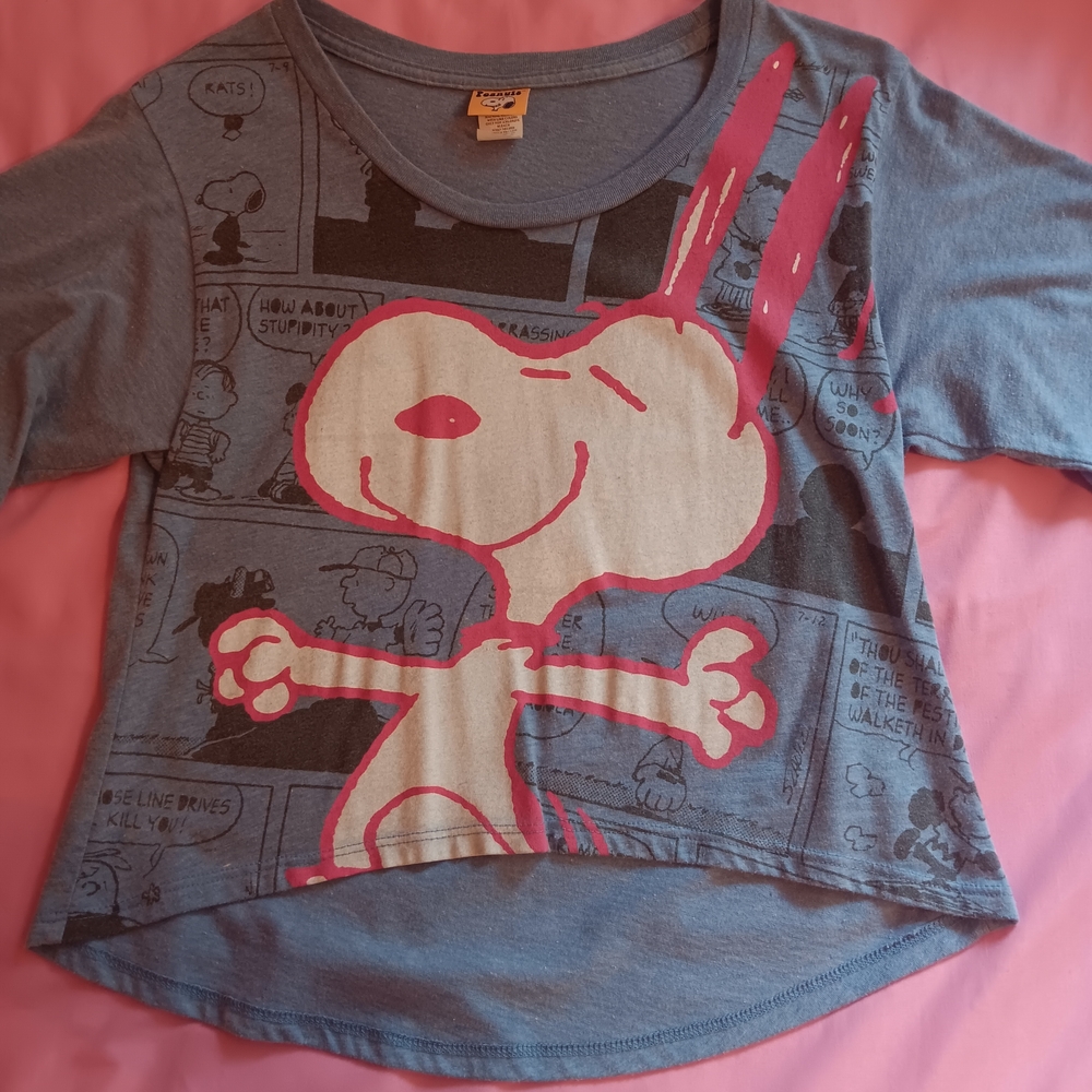 Peanuts Blue and Pink Short Sleeve Tee